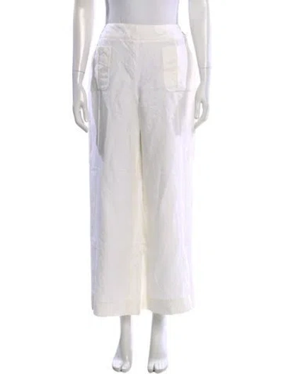 Pre-owned Chanel Vintage Wide Leg Pants In White