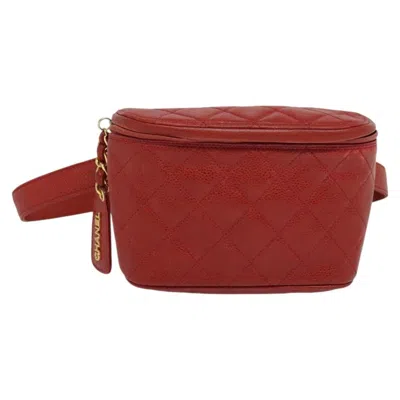 Pre-owned Chanel Vintage Zip Belt Bag Quilted Caviar Red Leather Shoulder Bag Bag ()