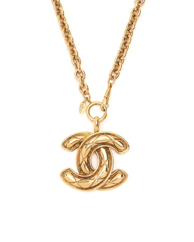 Pre-owned Chanel Vintagecoco Mark Long Necklace In Yellow