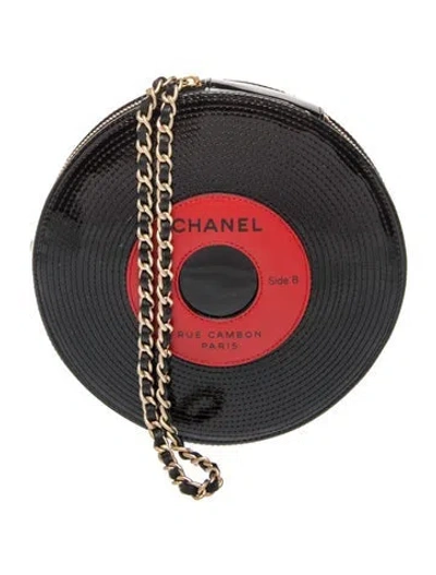 Pre-owned Chanel Vinyl Record Clutch In Black