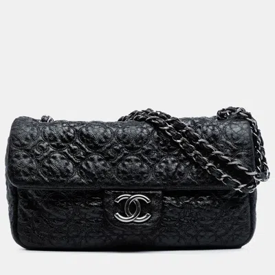 Pre-owned Chanel Vinyl Rock In Moscow Single Flap In Black