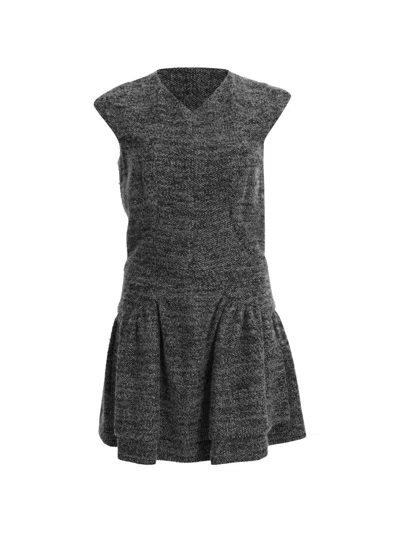 Pre-owned Chanel V-neck Drop-waist Dress In Grey