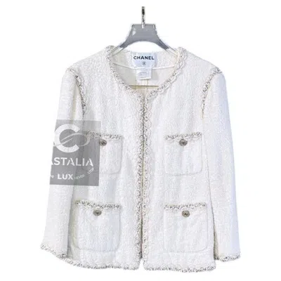 Pre-owned Chanel Vogue Cover Fluffy White Jacket 38 Fr