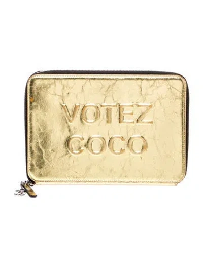 Pre-owned Chanel Votez Coco Clutch In Gold
