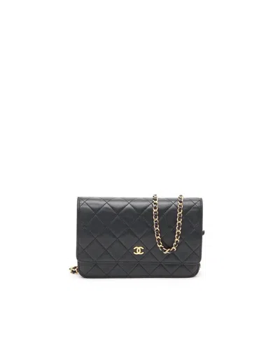 Pre-owned Chanel Wallet On Chain Bag In Black
