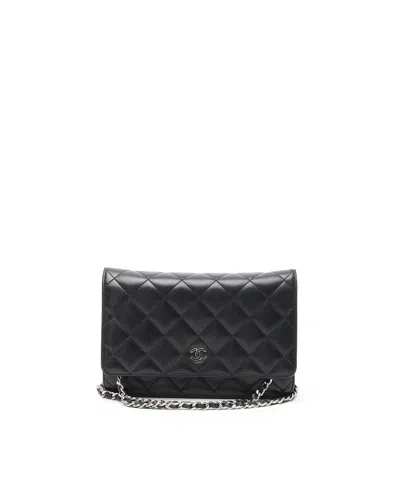 Pre-owned Chanel Wallet On Chain Bag In Black
