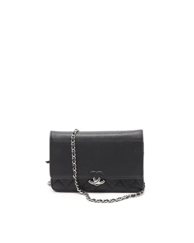Pre-owned Chanel Wallet On Chain Bag In Black