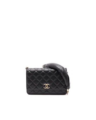 Pre-owned Chanel Wallet On Chain Bag In Black