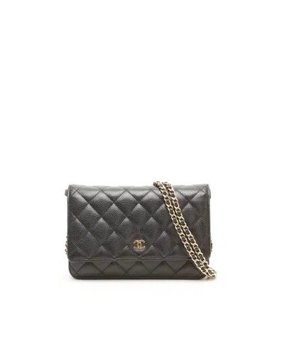 Pre-owned Chanel Wallet On Chain Bag In Black