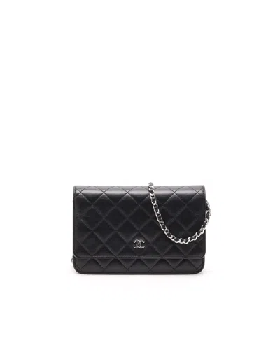 Pre-owned Chanel Wallet On Chain Bag In Black