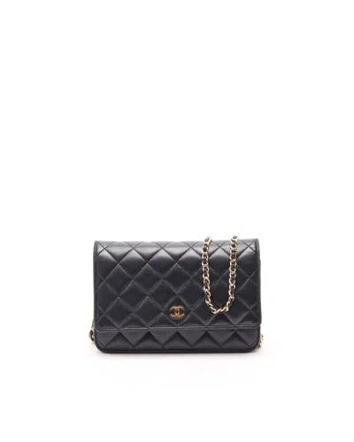 Pre-owned Chanel Wallet On Chain Bag In Black