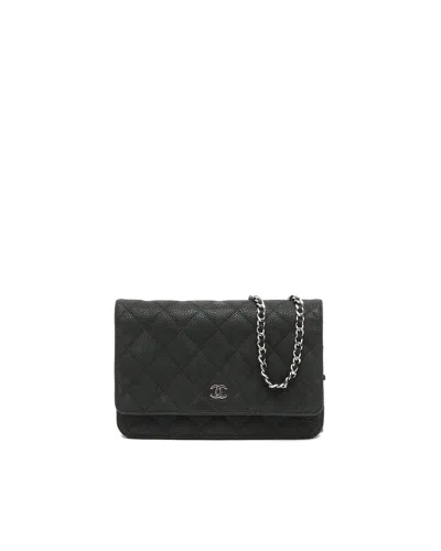 Pre-owned Chanel Wallet On Chain Bag In Black