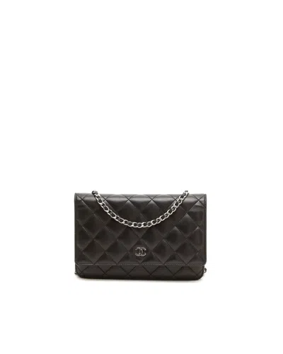 Pre-owned Chanel Wallet On Chain Bag In Black