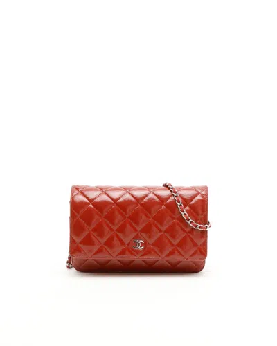 Pre-owned Chanel Wallet On Chain Bag In Red
