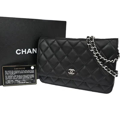 Pre-owned Chanel Wallet On Chain Leather Wallet () In Black