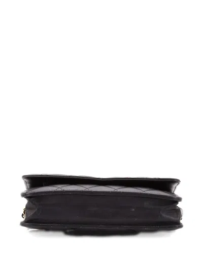 Pre-owned Chanel Wallet On Chain Quilted Lambskin Crossbody Bag In Black