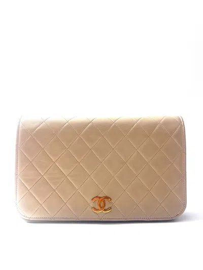 Pre-owned Chanel Wallet On Chain Quilted Lambskin Leather Bag () In Sand