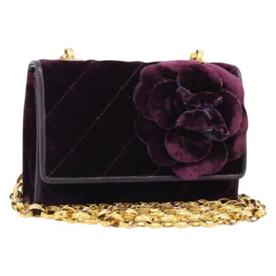 Pre-owned Chanel Wallet On Chain Quilted Velvet Purple Velvet Handbag ()