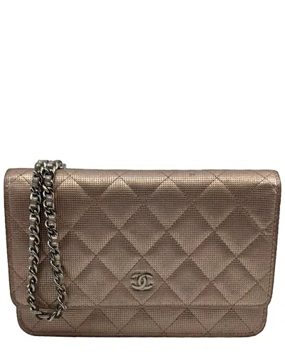 Chanel Wallet On Chain Rose Metallic Mesh Effect (authentic Pre-loved) In Brown