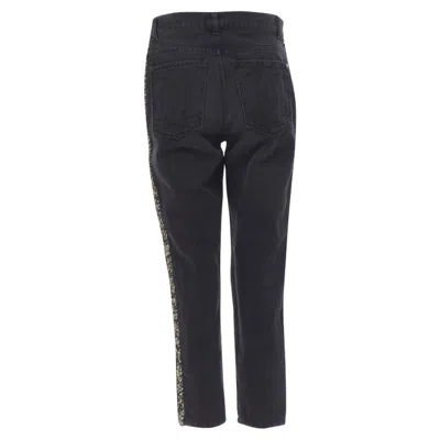 Pre-owned Chanel Washed Denim Braided Tweed Trim Cc Pocket Cropped Jeans In Black