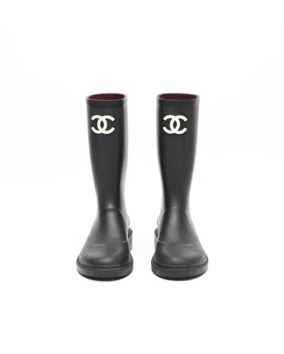 Pre-owned Chanel Wellington Rubber Boots In Multi