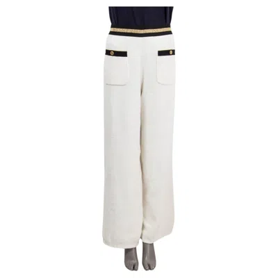 Pre-owned Chanel White 2019 19c La Pausa Terrycloth Wide Leg Pants 38 S