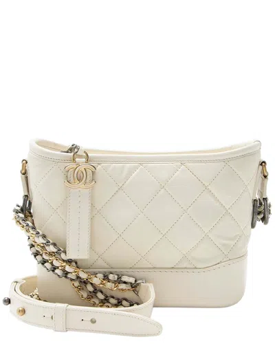 Chanel White Aged Calfskin Gabrielle Small Hobo (authentic Pre-loved)