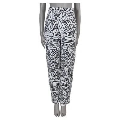Pre-owned Chanel White & Black 21n Coco Neige Logo Ski Pants 36 Xs