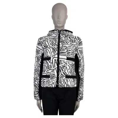 Pre-owned Chanel White & Black 21n Coco Neige Logo Ski Puffer Jacket Xs