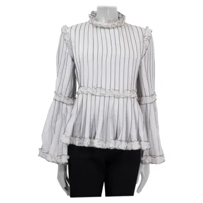 Pre-owned Chanel White & Black Cotton 2017 17s Striped Blouse Shirt 36 Xs