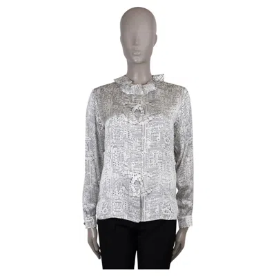 Pre-owned Chanel White & Black Silk 17s Circuit Board Blouse Shirt 36 Xs