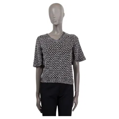 Pre-owned Chanel White & Black Silk Cotton 2017 17p Cape Sleeve Knit Top Shirt 36 Xs