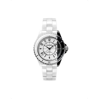 Pre-owned Chanel Womens White Black J12 Paradoxe Two-tone Ceramic And Steel Watch