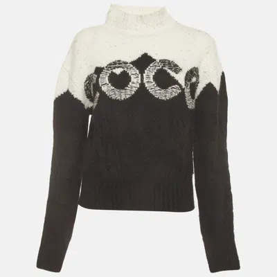Pre-owned Chanel White/ Black Knit Long Sleeve Sweater M