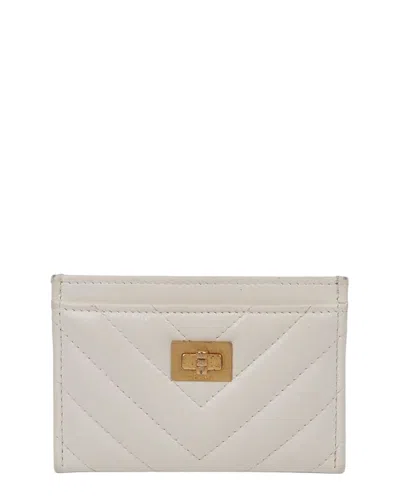 Pre-owned Chanel White Calfskin Card Holder (authentic Pre-loved)