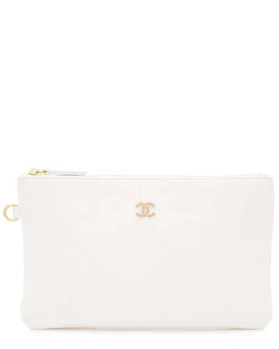Pre-owned Chanel White Calfskin Small 22 Pochette (authentic Pre-loved)