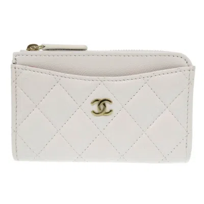 Pre-owned Chanel White Caviar Leather Coin Purse/coin Case ()