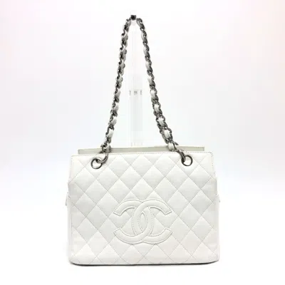 Pre-owned Chanel White Caviar Leather Handbag Shoulder Bag Tote Bag ()