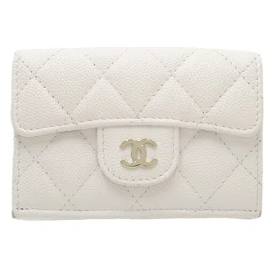 Pre-owned Chanel White Caviar Leather Wallet (tri-fold) ()