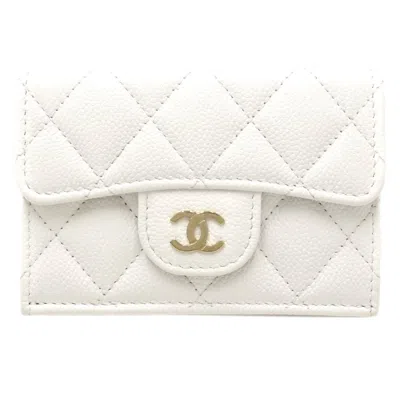 Pre-owned Chanel White Caviar Leather Wallet (tri-fold) ()