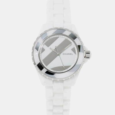Pre-owned Chanel White Ceramic J12 H5582 Automatic Men's Wristwatch 39 Mm