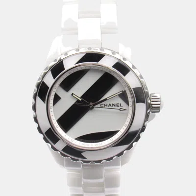 Pre-owned Chanel White Ceramic J12 H5582 Automatic Women's Wristwatch 38 Mm