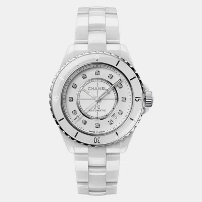 Pre-owned Chanel White Ceramic J12 H5705 Automatic Men's Wristwatch 38 Mm