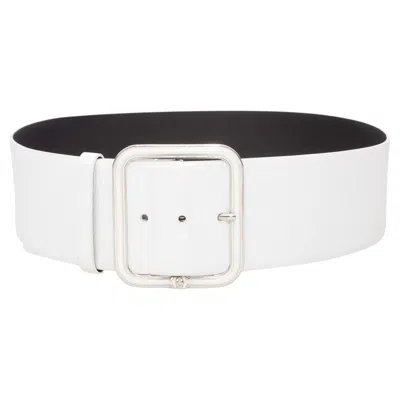 Pre-owned Chanel White  Wide Leather Belt Size Us S