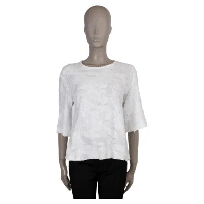 Pre-owned Chanel White Cotton 15c Dubai Frayed Jersey T-shirt Shirt 42 L