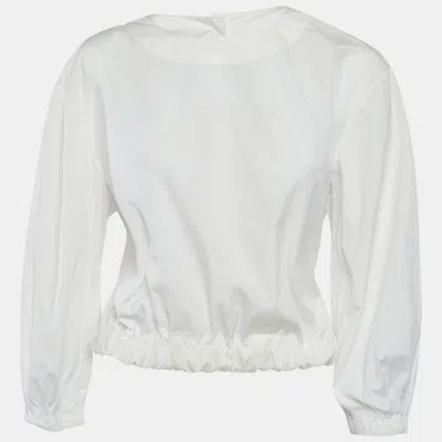 Pre-owned Chanel White Cotton Long Sleeve Blouse M