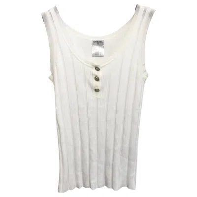 Pre-owned Chanel White Cotton Tank Top