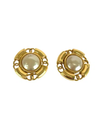 Pre-owned Chanel White Fake Pearl Earrings (authentic Pre-loved)