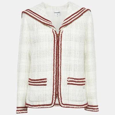 Pre-owned Chanel White Fantasy Tweed Jacket M