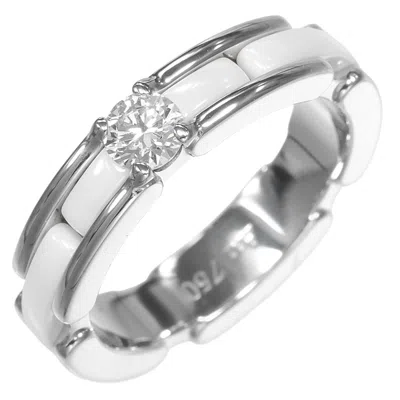 Pre-owned Chanel White Gold (18k) Ceramic Band Ring ()